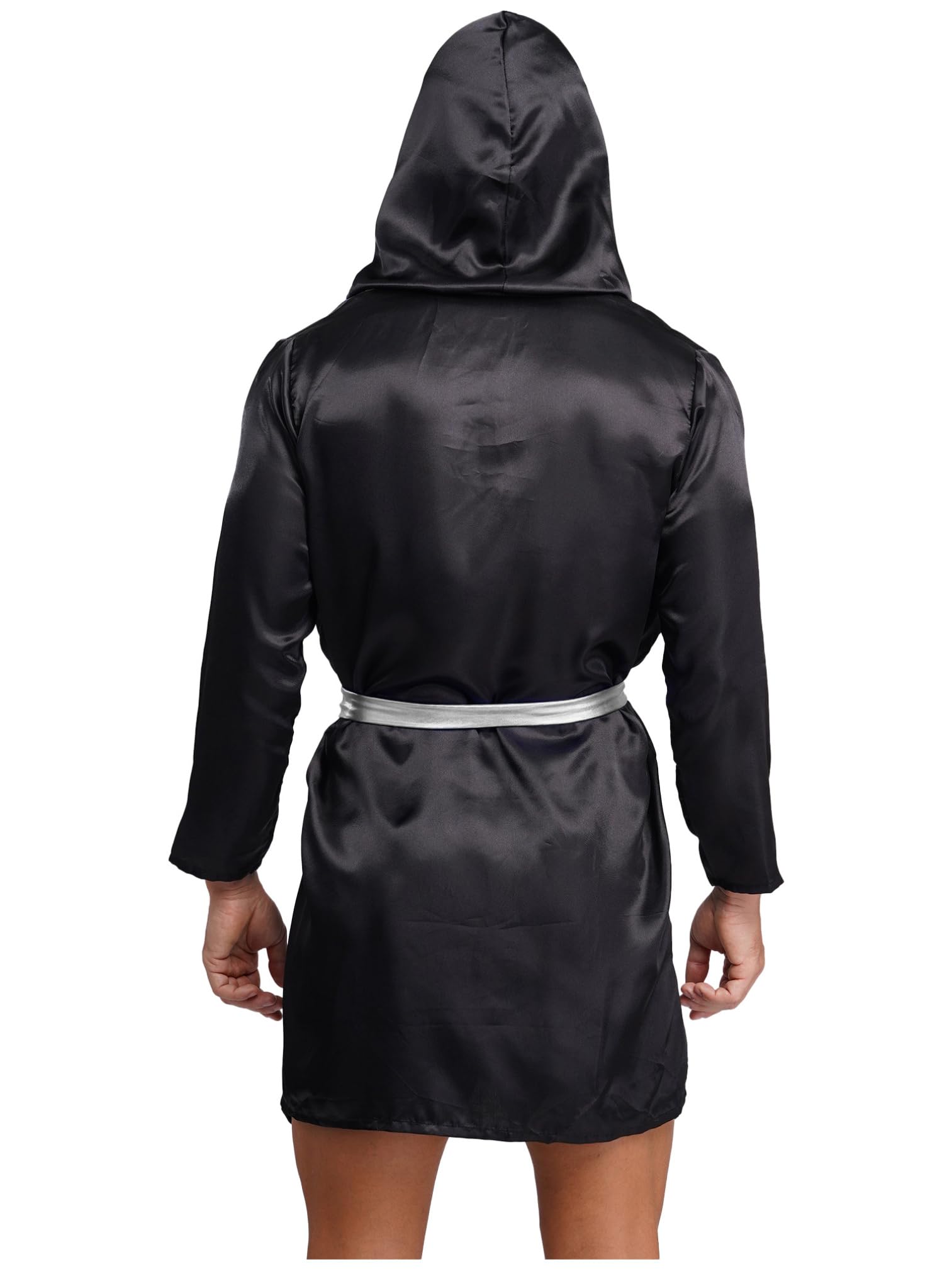 Agoky Costume Boxeur Homme Déguisement Adulte Peignoir Boxe Manches Longues Tenue Carnaval Party