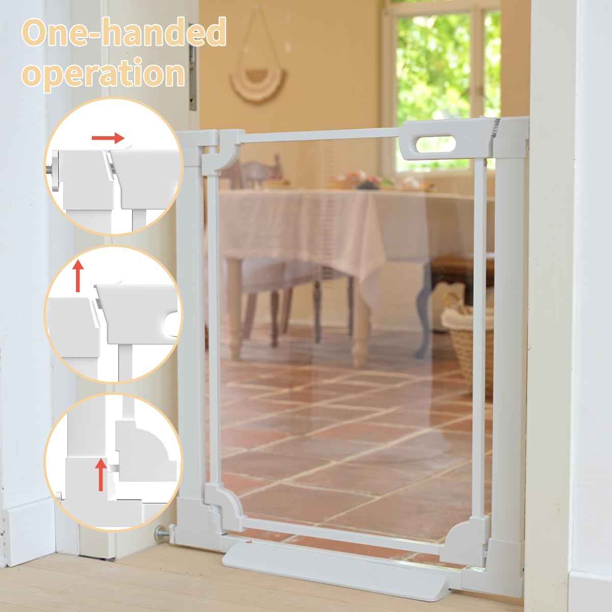 Xifamniy Puerta de escalera transparente para mascotas, puertas de escalera de 122 cm para puerta de escalera de bebé y niño, puertas de escalera para perros para Stufen und Gänge