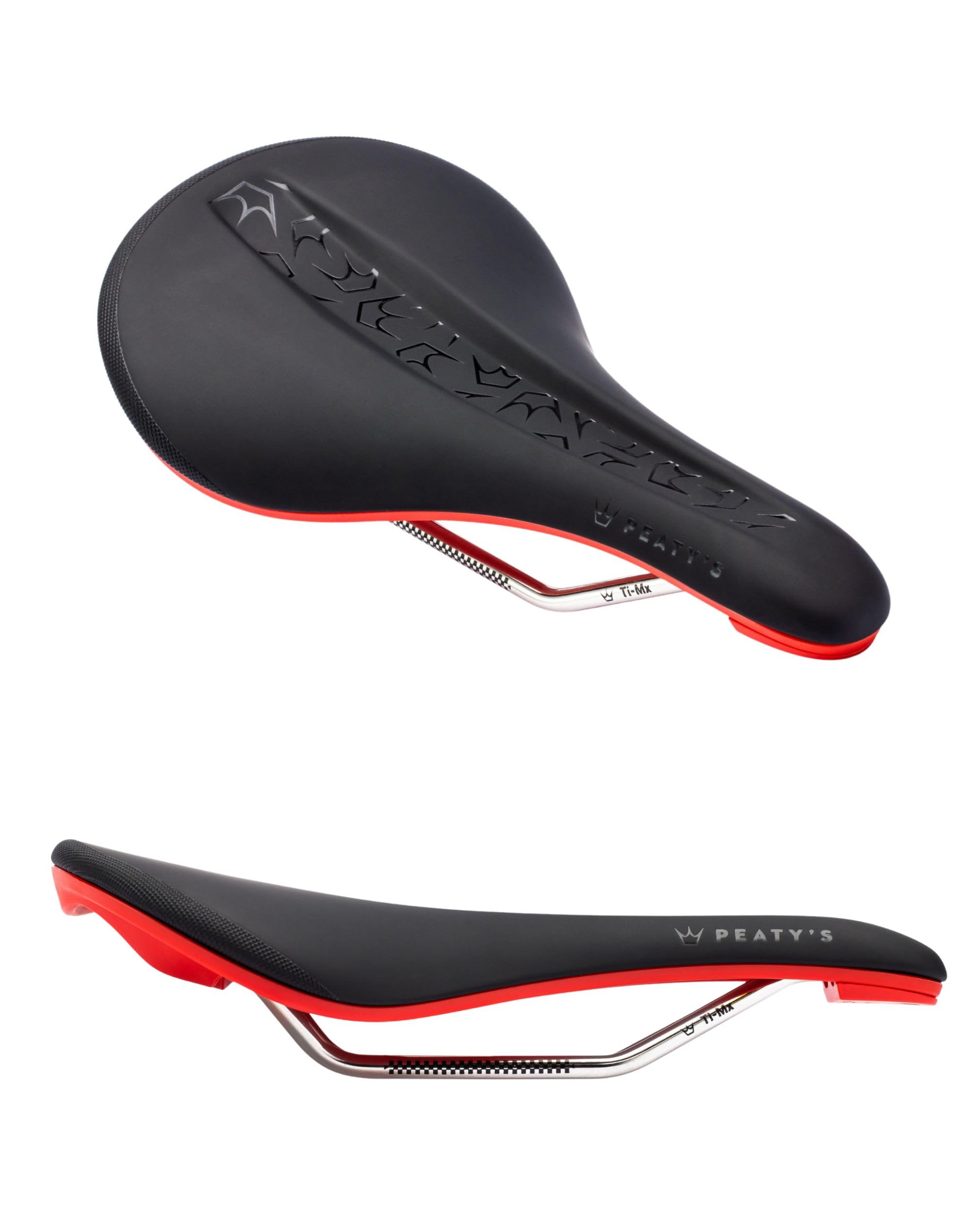 Peaty's Monarch Saddle - Mountain Bike Seat, 260mm, Ti-MX Rail, Red
