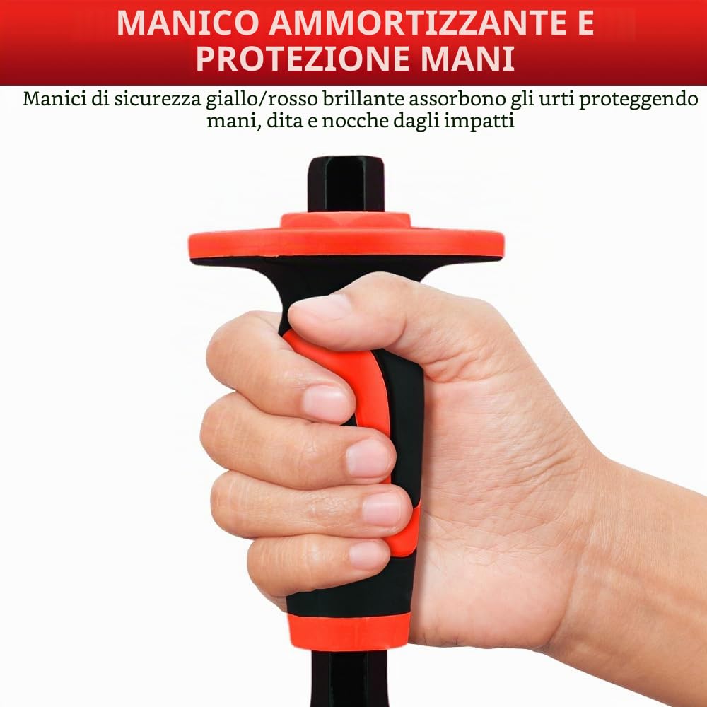 Airless SJG Set di 3 Scalpelli Scalpello Piatto Muratore, mattoni e pietre,Muratore Piatto con Paracolpo,Scalpello da Muratore Piastrelle