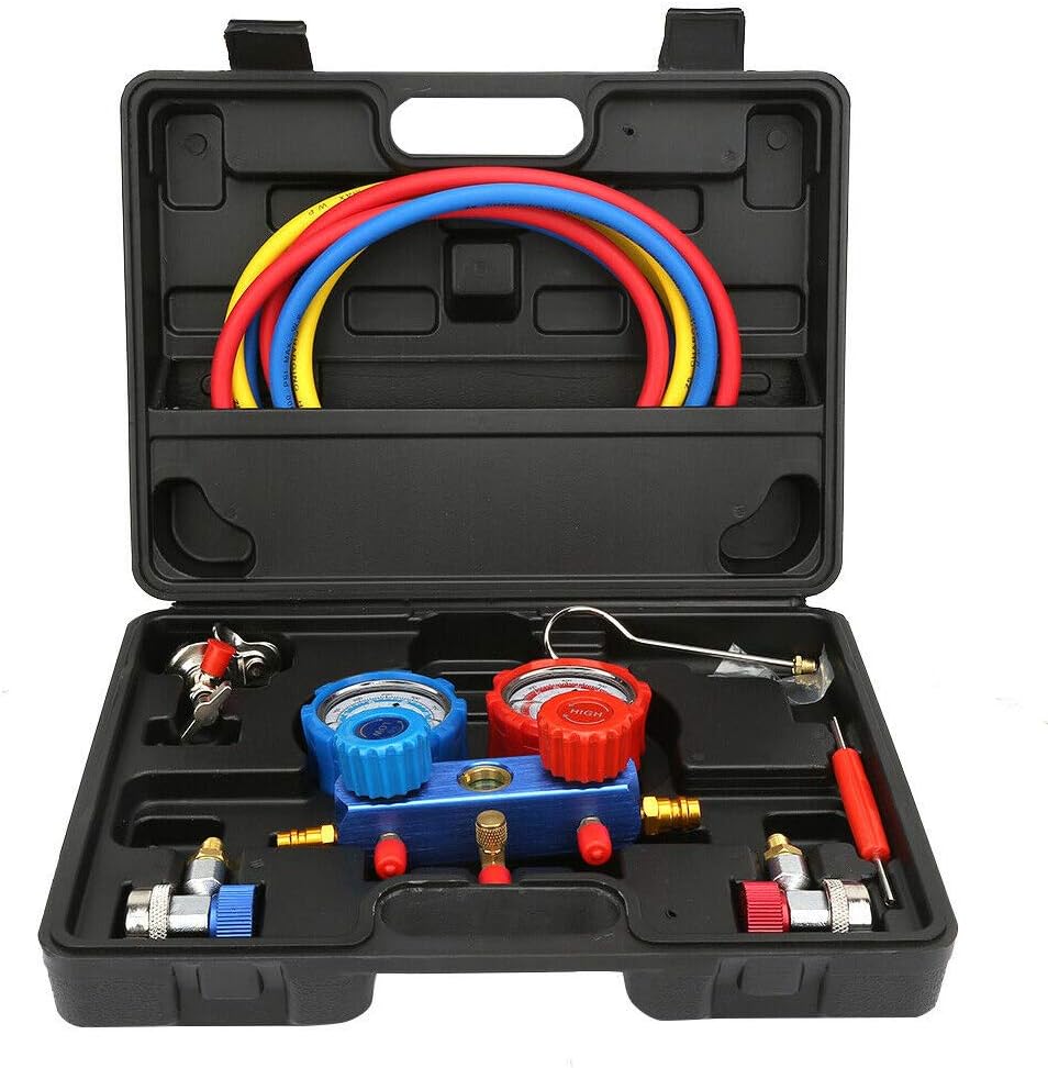 Car Refrigeration Diagnostic Tool Dual Manifold Gauges Valve Set with Valve for R134A R12 R22 R410A