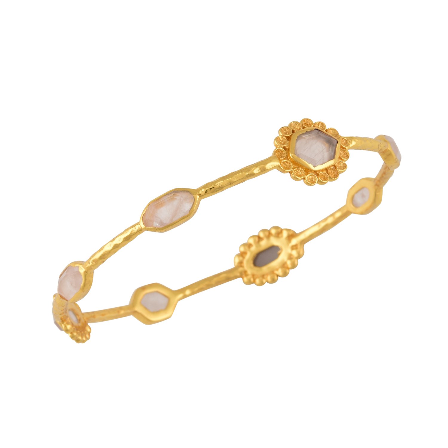 Tribe Amrapali Gold Plated and Quartz Bangle for Women (Rose)(FCB18-013)