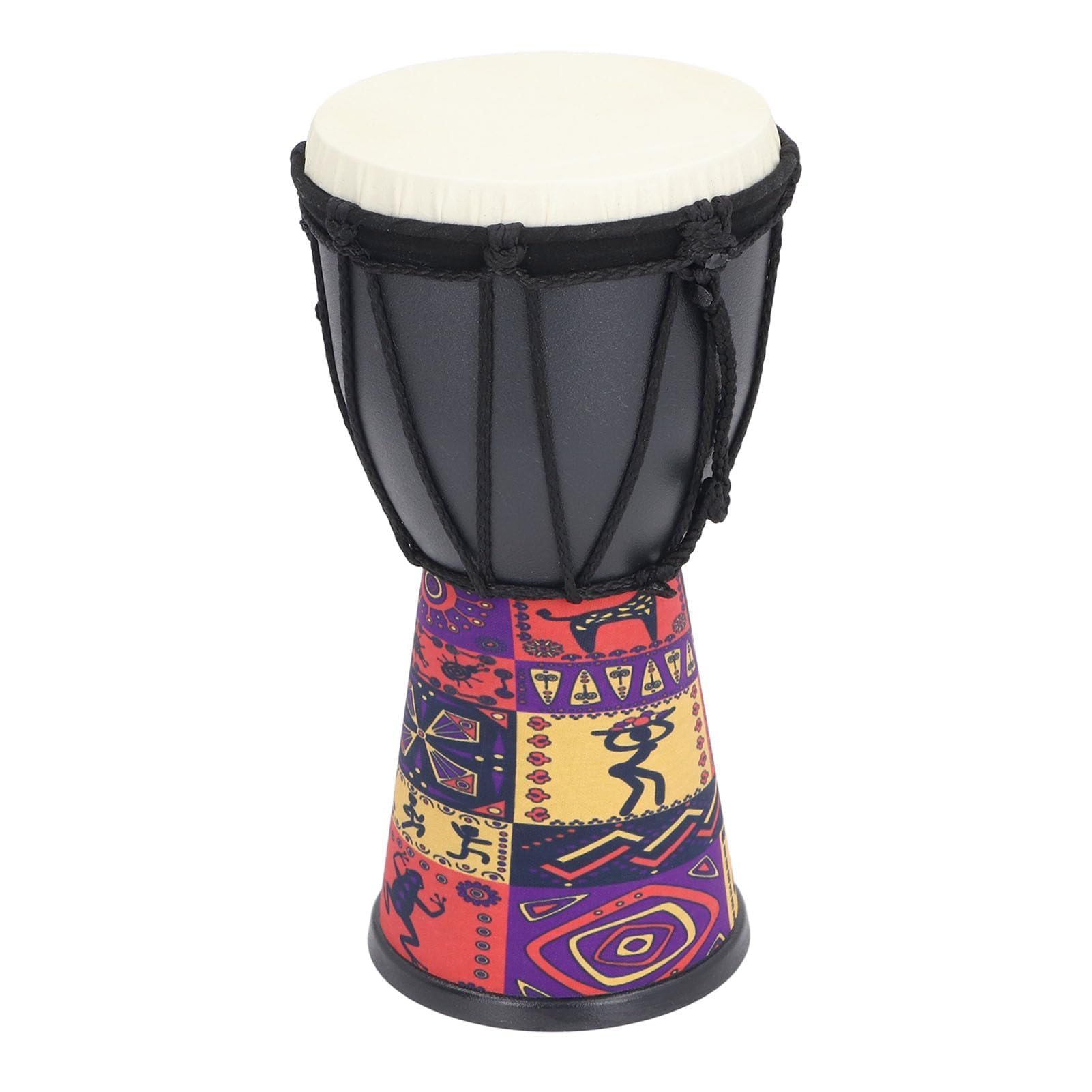 Africano Djembe Drum, Strumento a Percussione Artigianale con Tamburo PVC di Stampa Etnica e Cordino Regolabile per i Musicisti Insegnanti Principianti