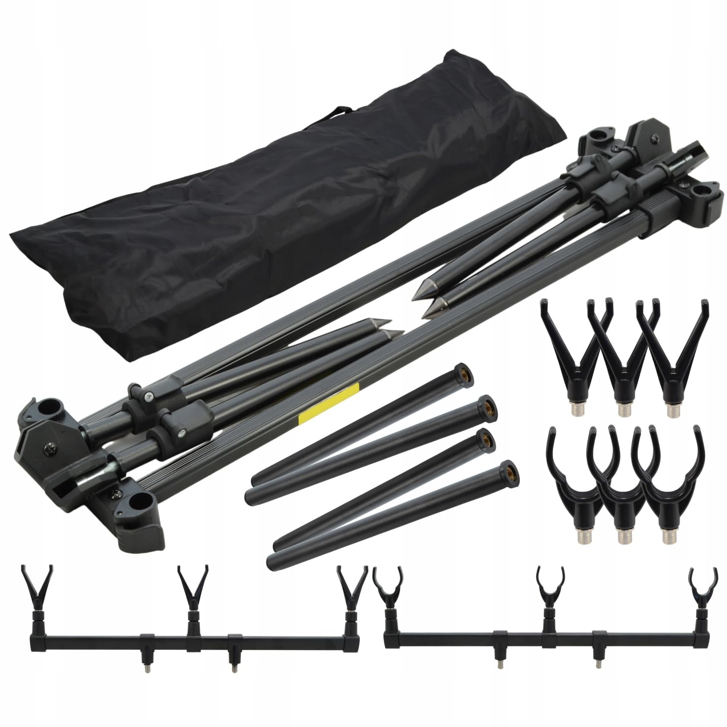 A&N Rod Pod – Karpfen Rutenständer für 3 Ruten, verstellbar 60–115 cm, stabiler Rutenständer mit Transporttasche und Auflagen