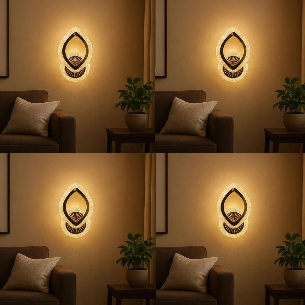 Image of Modern Crystal LED Wall Light, Decorative Indoor Wall Lamp with Warm White Lighting, Stylish Wall Mounted Light for Living Room, Bedroom, Hallway Pack of 4