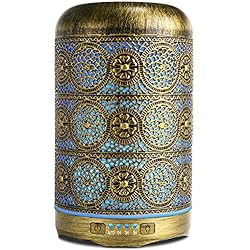 Lampara Ventilador Humidificador SALKING Difusor Aceites Esenciales,260ml Humidificador Ultrasónico,Metal Difusor de Aromaterapia con 7 Colores,4 Configuraciones de Temporizador y Sin Agua Auto-Apaga, Regalo para Mujer