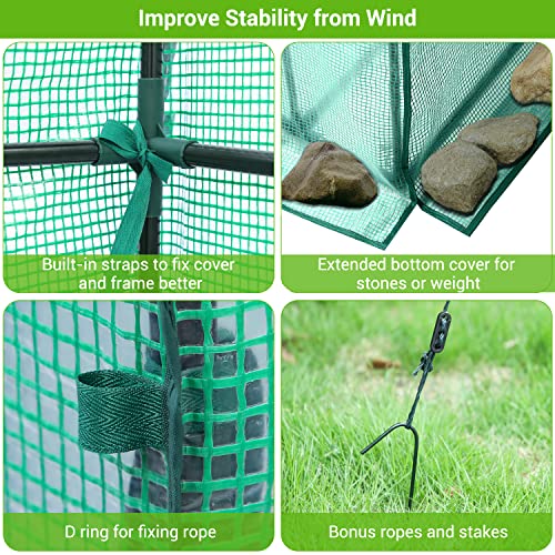 Ohuhu Greenhouse For Outdoors With Mesh Side Windows, 3 Tiers 4 Shelves Small Walk-In Green House Plant Stands Plastic Pe Cover Outside Portable Warm House For Seedling Flowers Growing, 4.8X2.5X6.4 Ft #TOP4