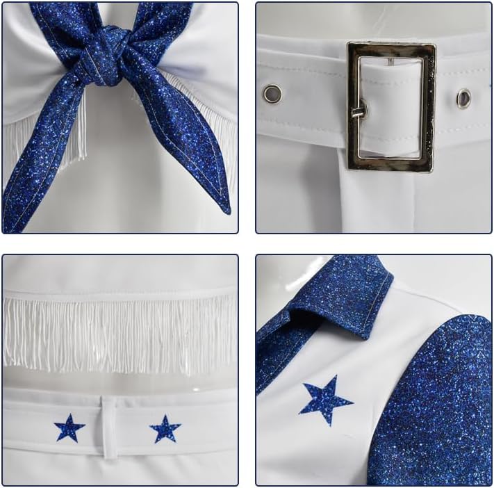 Adult Cowboy Cheerleader Costume Outfit Sexy Star Cheerleader Uniform For Women