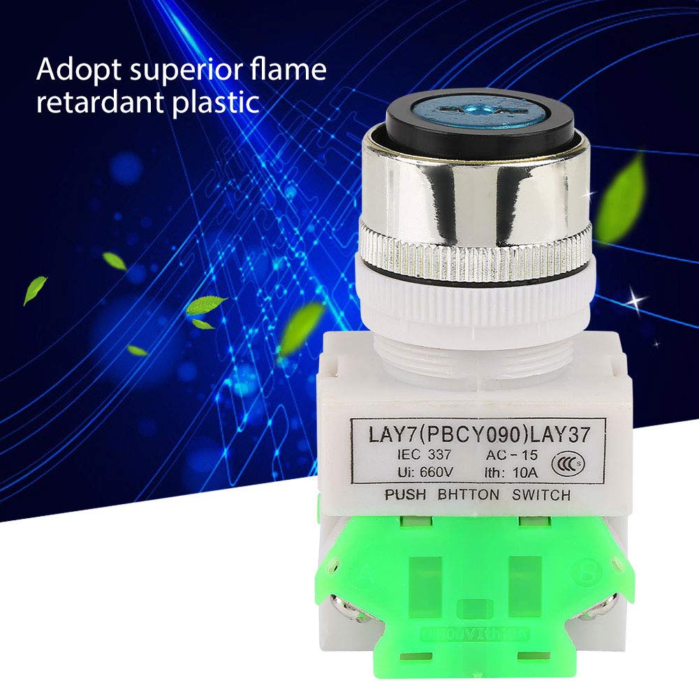 LAY37-20Y/31 Rotary Switch, 3 Position Key Operated Rotary Switch with 2 Keys, 22mm Mount Rotary Push Button Switch