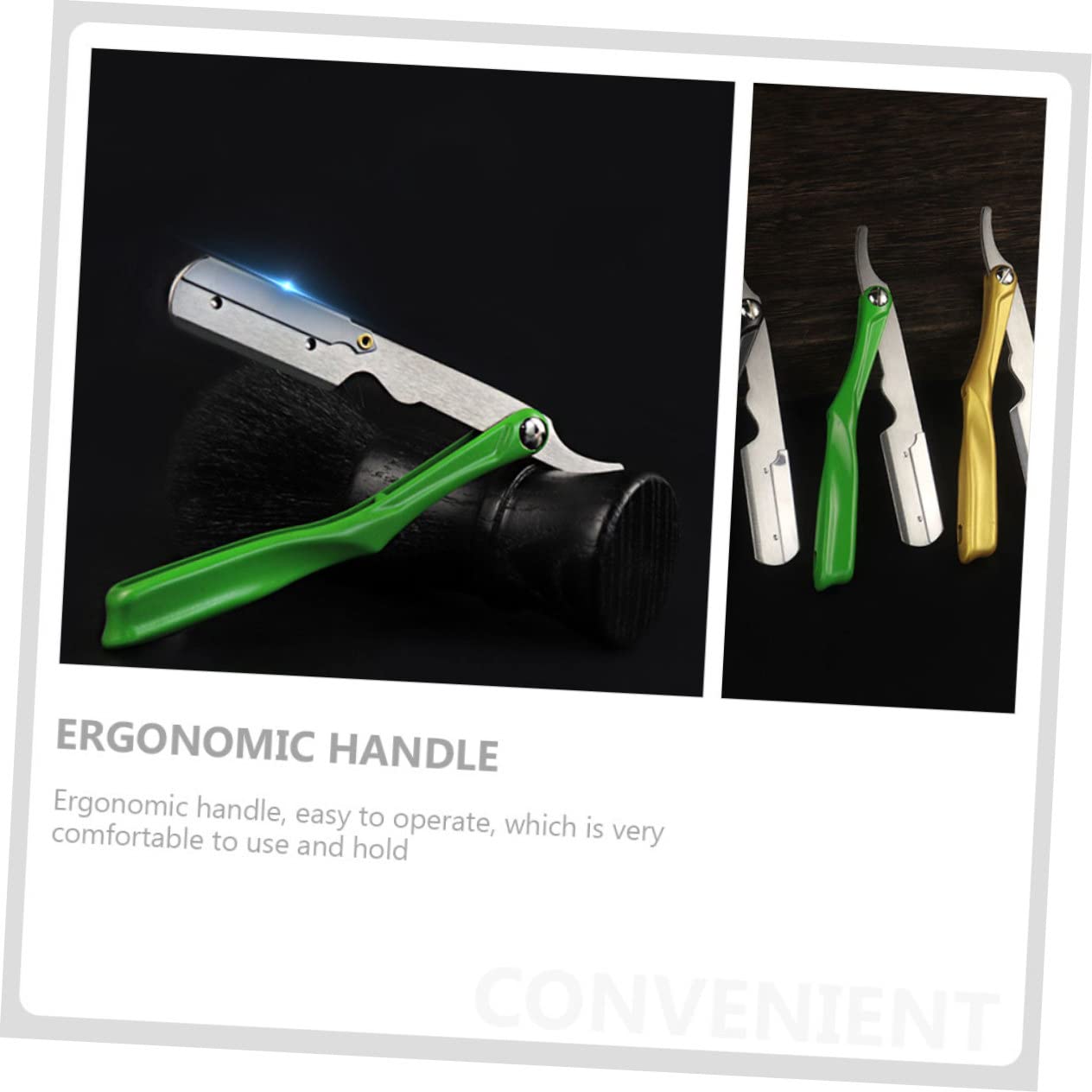 Angoily 3pezzi Rasoio Manuale Professionale Con Supporto Pieghevole Per Lamette Strumento Da Barbiere Per Uomini Ottimo Per Regali Di Compleanno e Festività