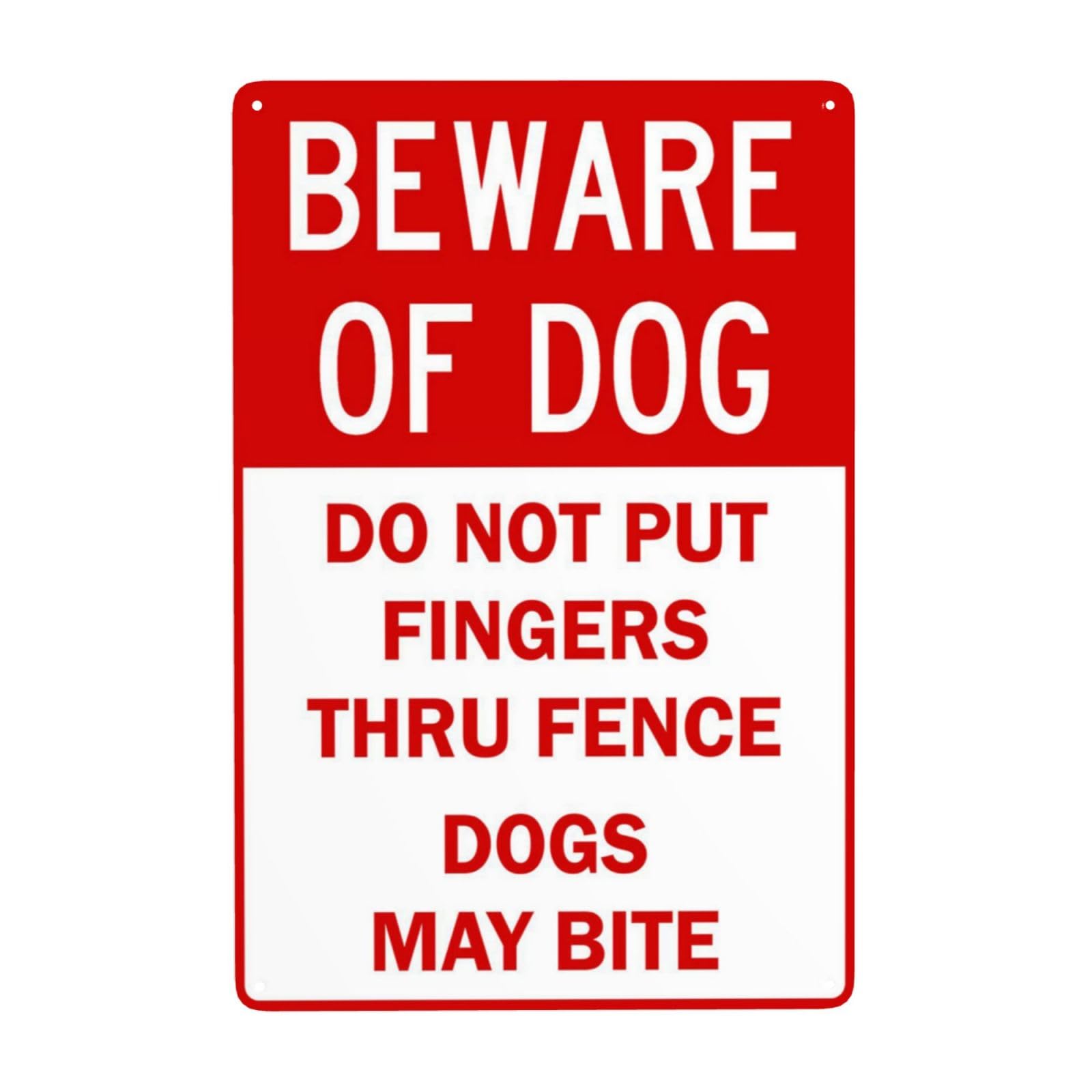 Fence Finger Insertion Ban Dog Warning Sign, Outdoor Yard Safety Protection Reminder 8x12 Inch