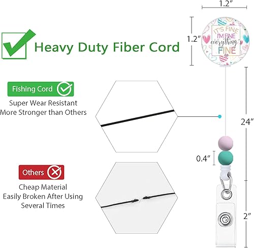 Vista 125 de Immaturus Carrete retráctil con cuentas, lindo y divertido soporte para tarjetas de identificación retráctiles, clips de insignia, llavero para Nave