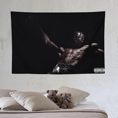 Miniatura 6 de NOsawa Tapiz de cantante para decoración del hogar, álbum de pared de rapero, arte de pared, impresión de imagen colgante, sala de estar,