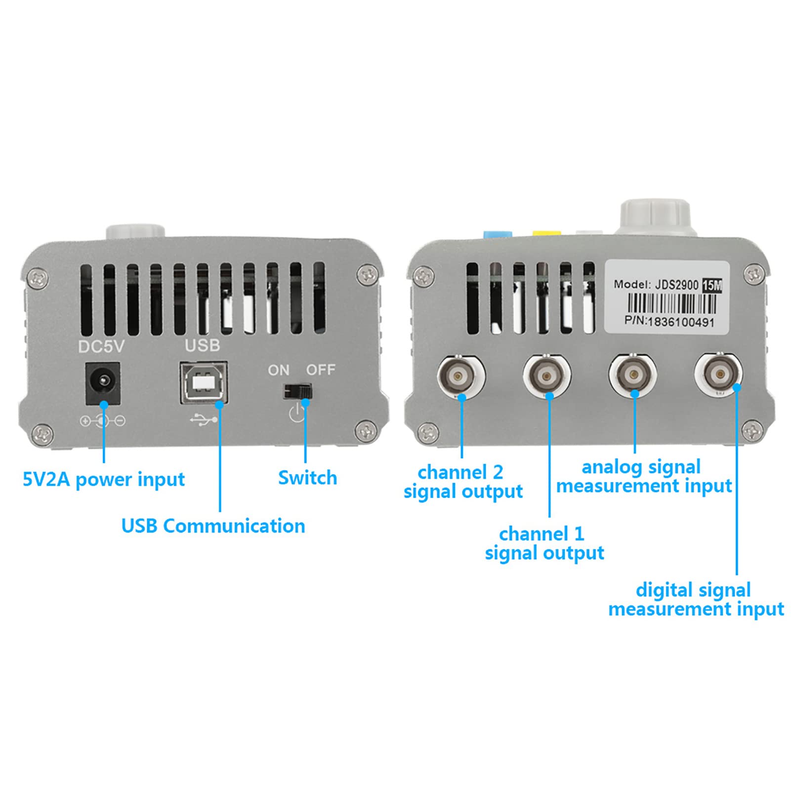 Cryfokt Generatore di Segnali DDS a Doppio Canale JDS2900, Generatore di Forme D'onda Arbitrarie a 60 MHz con Risoluzione Verticale a 14 Bit e Frequenza di (15 MHz Norma europea JDS2900)