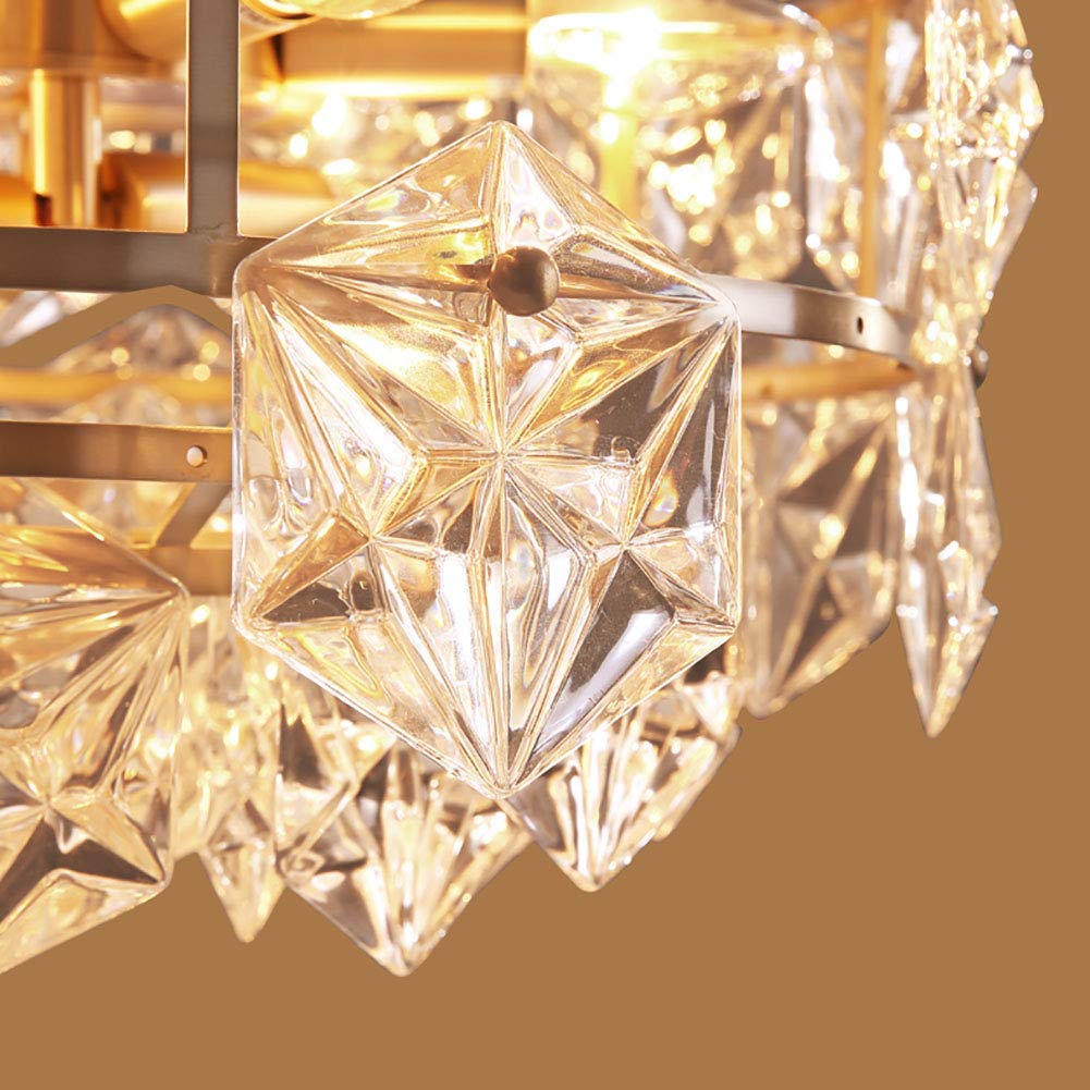 Lampadario di Cristallo Semplice e Lussuoso, lampadario a Sospensione in Ottone Spazzolato, 8 luci, Illuminazione da soffitto per Camera da Letto, corridoio, Bar, Soggiorno - Rame