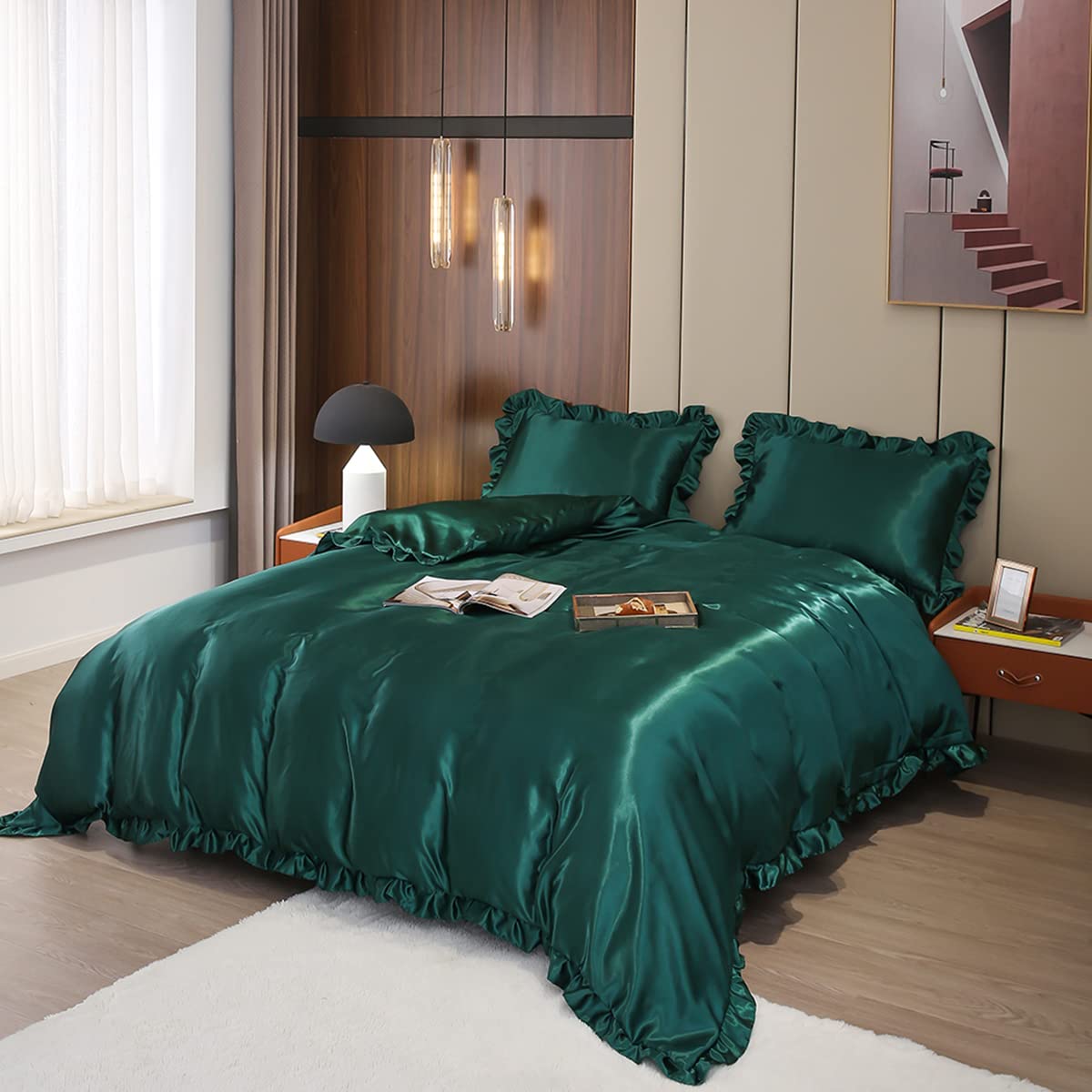 Freyamy Satin Bettwäsche 220x240cm 3tlg Luxus Glatt Seide Glanzsatin