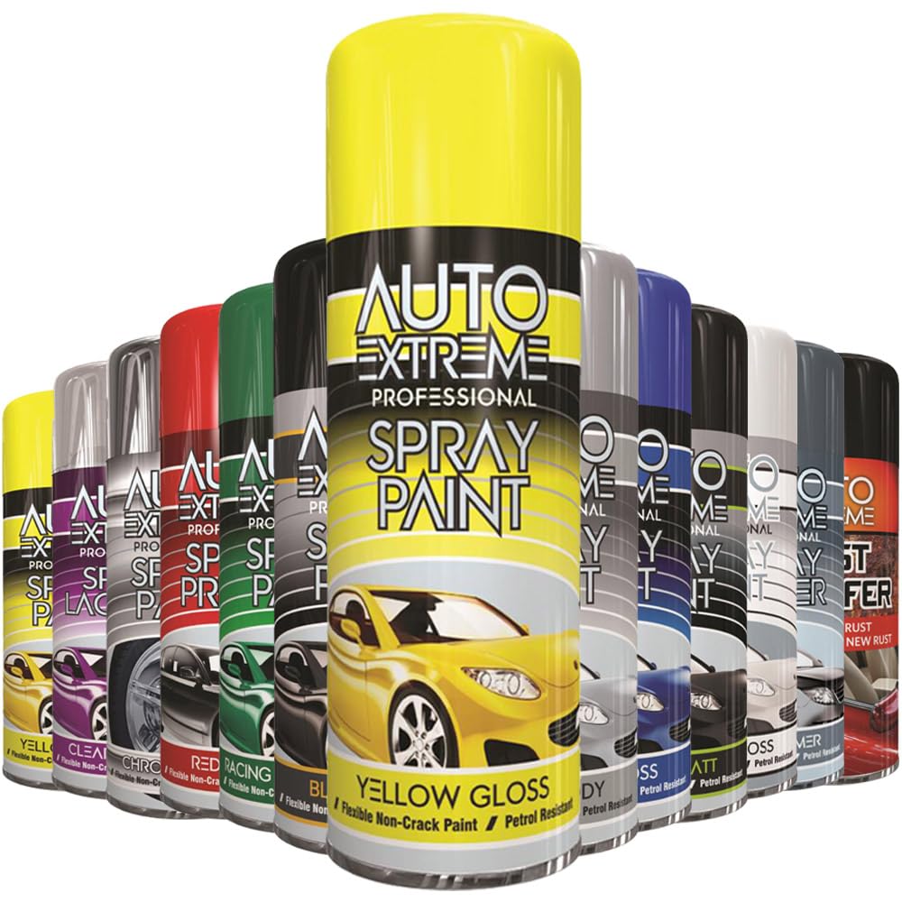 AlezyB 1 x Auto Extreme Yellow Gloss Spray Paint 400ml Professional Quality, Perfect Finish Multipurpose Aerosol for Cars, Bikes,Vans, Metal, Wood