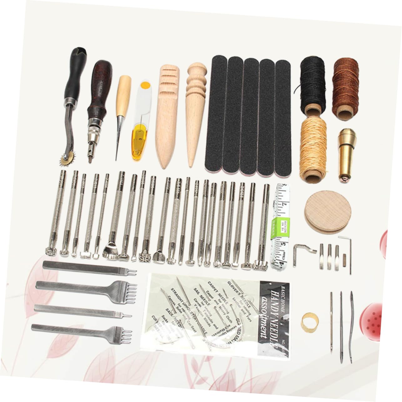 TEHAUX Kit Strumenti per Pelle Fai da Te 59 Pezzi per Cucito Manuale | Plastica e Metallo, per Riparazioni e Cuciture su Pellicce e Materassi, Set per Amanti del Fai da Te