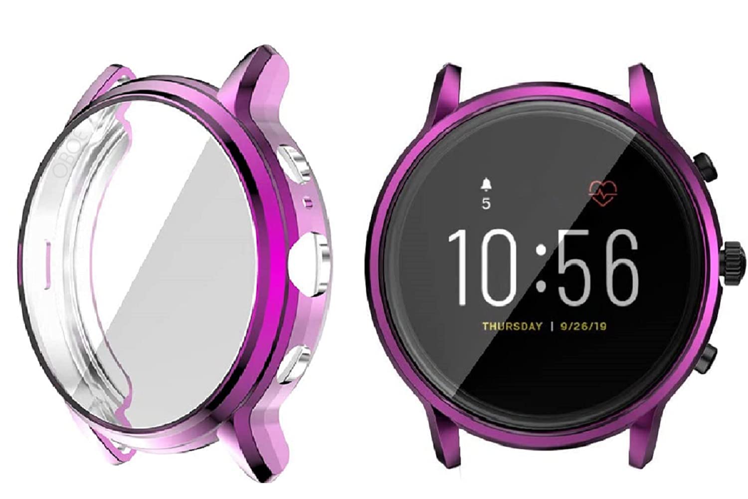 OBOE Screen Protector Case Compatible with Fossil Gen 5 Carlyle HR Watch Soft Metal Color TPU Shockproof Cover Thin Bumper Shell Protector (Purple)