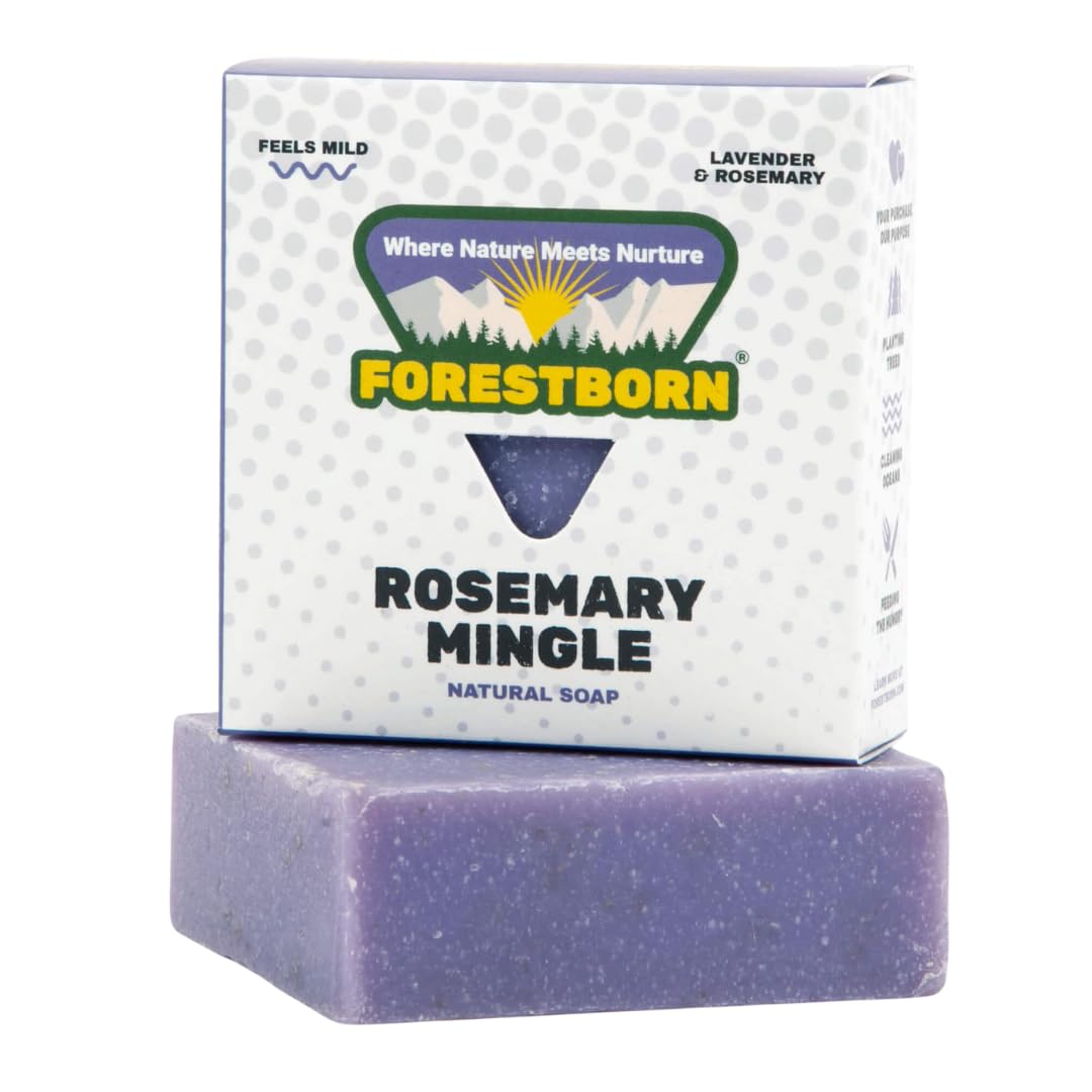 FORESTBORNAll Natural, Premium Quality Bar Soap with Mild Texture, 5 oz, Rosemary Mingle - Nurturing Nature and Nourishing Lives