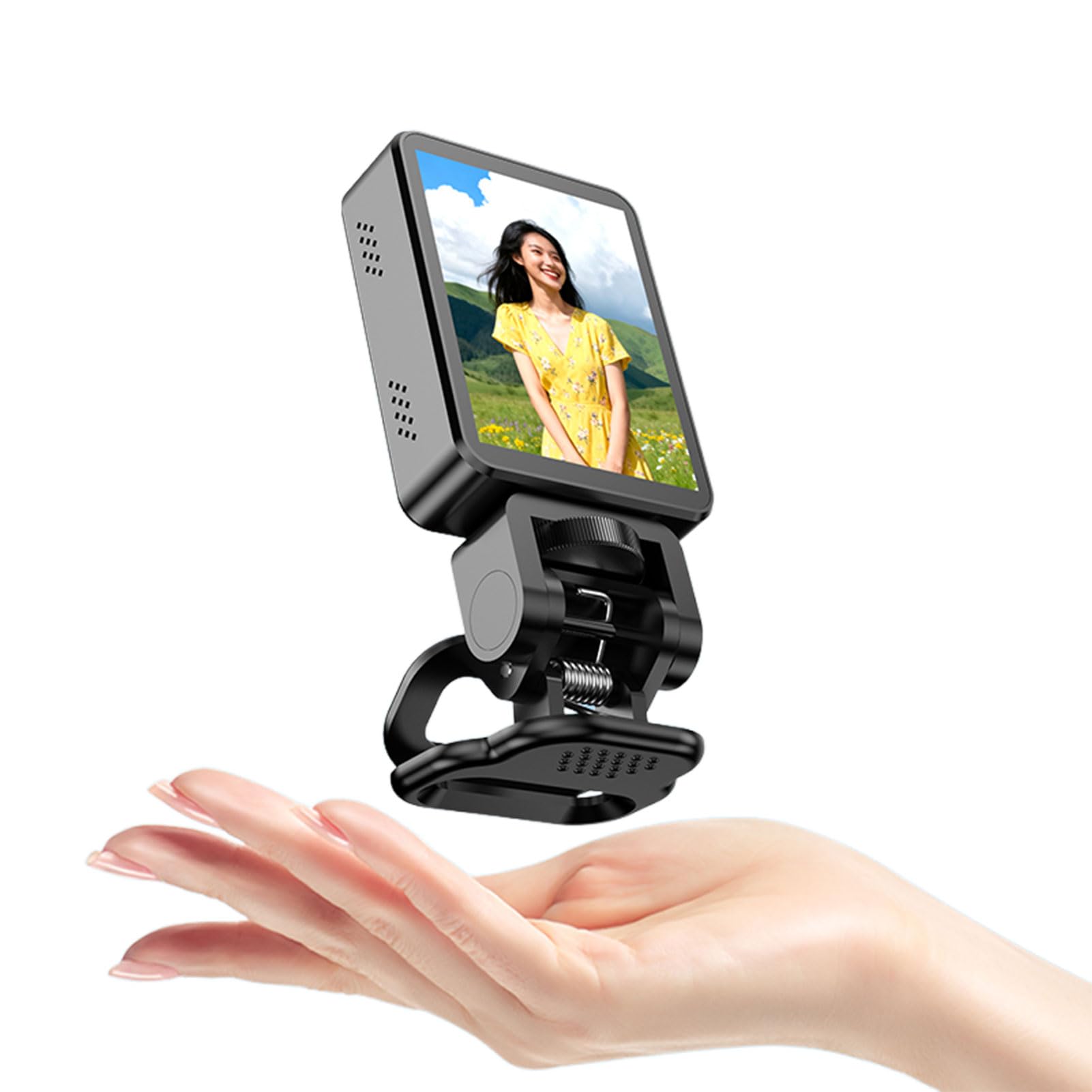 Tbest Pantalla de Monitor Selfie Cámara Trasera de 2,4 Pulgadas Enfoque de Espejo Pantalla Selfie Ajustable de Enfoque Variable Conexión BT Control Inalámbrico Clip
