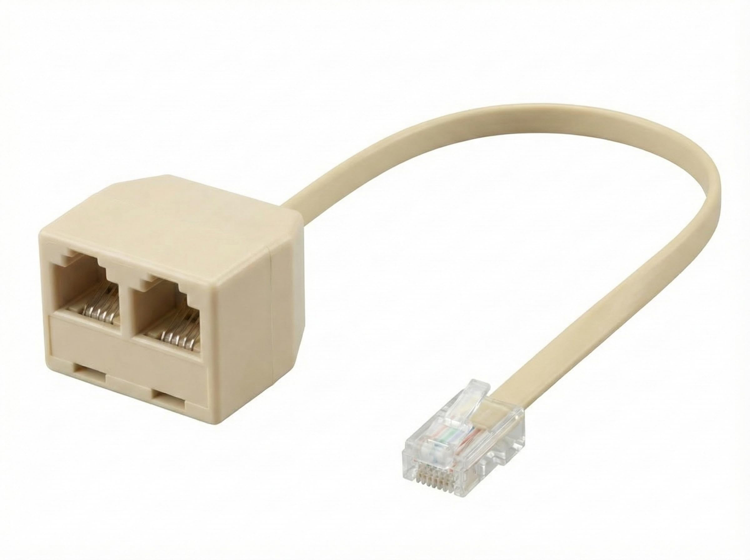 VertexOval Répartiteur Téléphonique RJ11 6P4C (1 Mâle vers 2 Femelles), Adaptateur Doubleur de Prise Téléphone Fixe pour Box ADSL, Fax, Modem et Répondeur - Câble Séparateur de Ligne - 1