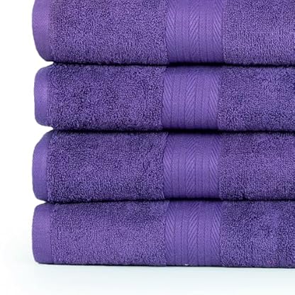 Ample Decor Badezimmer Handtuch Set 18-4 Handtuch, 4 Badetuch, 10 Waschlappen - Oeko Tex Zertifiziert 600GSM 100% Baumwolle - Hohe Saugfähigkeit Schnell Trocknend, ideal zum Verschenken - Lila – Bild 5