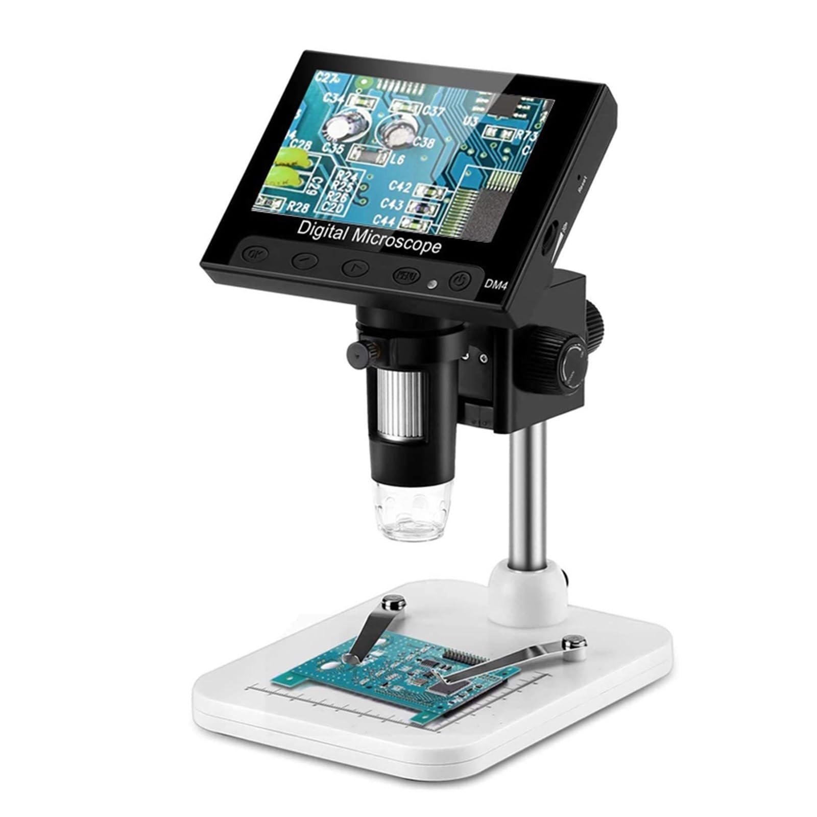 Mikroskop, 4.3 "wyświetlacz LCD USB Cyfrowy Mikroskop Elektroniczny Endoskop Rekord 1000X 2 Megapiksele Z 8 Stojakiem LED Do Lutowania Naprawczego(PC bracket)