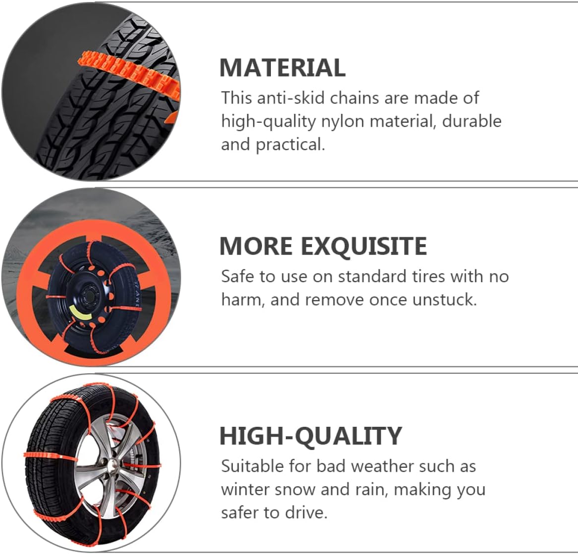 Zerodeko 10pcs Versatile Snow Car Accessories Nylon Tire Chains Slip Skid Chain for Electric Scooters Bikes