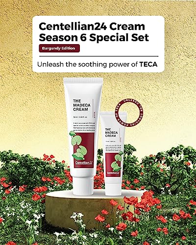 Centellian 24 Madeca Cream (Special Edition - Burgundy, 1.7+0.5Oz) - Korean Moisturizer For Face, Soothing & Even Tone For Men Women, Acne-Prone, Dry And Sensitive Skin. Barrier Repair Care With Teca, Centella Asiatica, Hyaluronic Acid By Dongkook. #TOP1