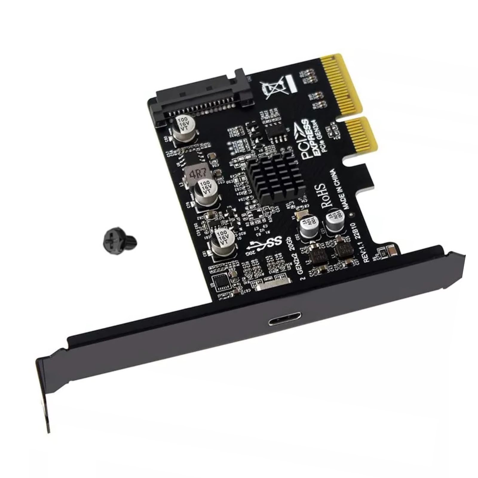 PH66 PCI-E Expansion Card 20Gbps PCI-E to USB 3.2 Gen 2x2 SATA 15PIN Power Backup Interface Support PCIE X4 X8 X16 Slots