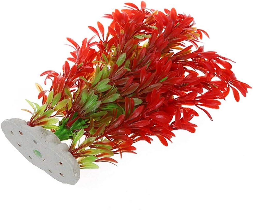 Artificial Plastic Plant Decoration for Aquarium Fish Tank Red Green Color