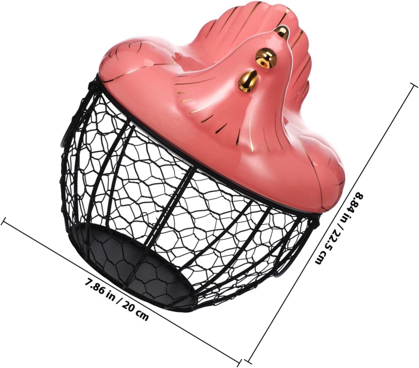 Creative Chicken Shape Iron Art Egg Storage Basket Pink Multifunctional Fruit Container Organizer for Kitchen Counter Protective Open Design for Fresh Eggs and Household Items