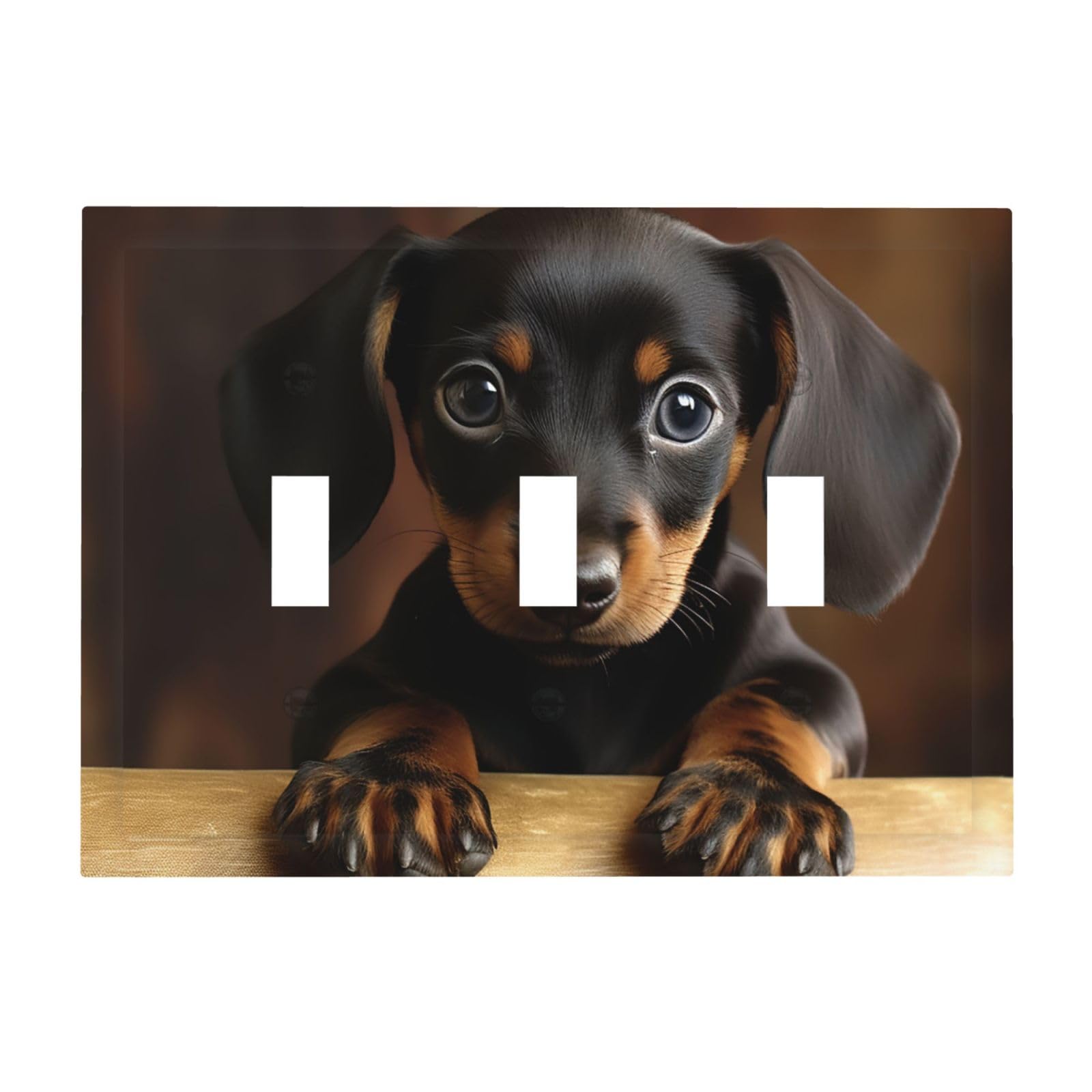 3-Gang Decorator Wall Plate Dog Dachshund Light Switch Cover Triple Toggle Receptacle Wall Plate Mid Size 4.8" x 6.7" Wallplate Unbreakable Polycarbonate Outlet Faceplates Covers