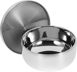 FOMIYES Shaving Cream Men Shaving Soap Bowl Stainless Steel Men Shaving Bowl with Lid Useful Shaving Cream Soap Bowl Practical Shaving Bowl for Home Bathroom (Silver) Shaving Cream Bowl