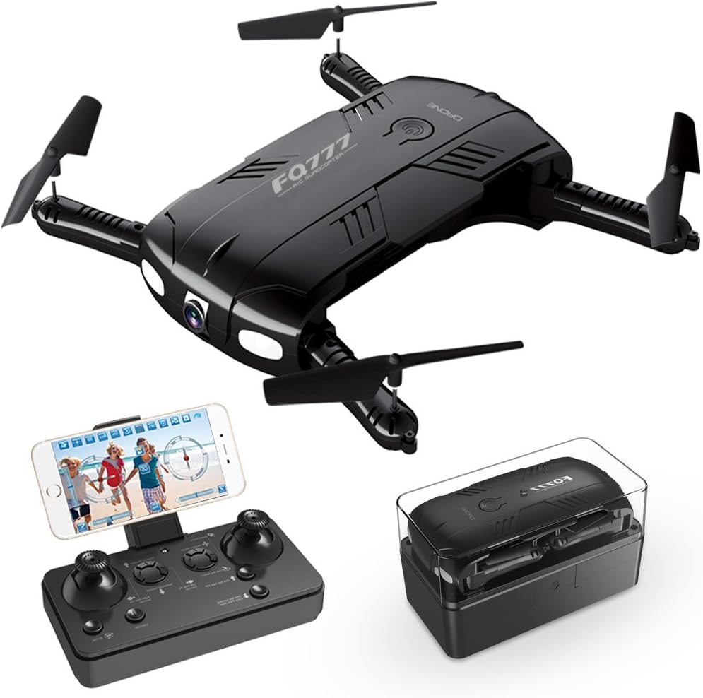 ToyerBee Drone with Camera Live Video, RC Quadcopter Pocket Drones with 2 Batteries, Easy to Use for Beginners,2.4G 6-Axis Headless Mode Altitude One Key Return 3D Flips and Rolls Toys