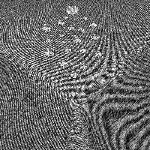 MODERNO Obrus z adamaszku o wyglądzie lnu żakardu z ochroną przed plamami prostokątny 130 x 130 cm szary