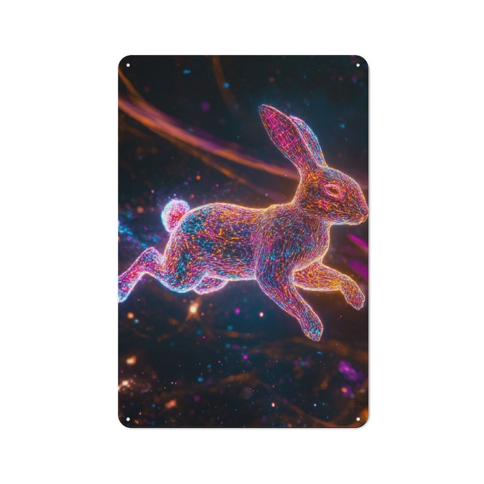 Junmoney Neon Rabbit Metal Wall Sign 30X20cm Featuring For Garage Or Workshop, Suited To Diy Enthusiasts