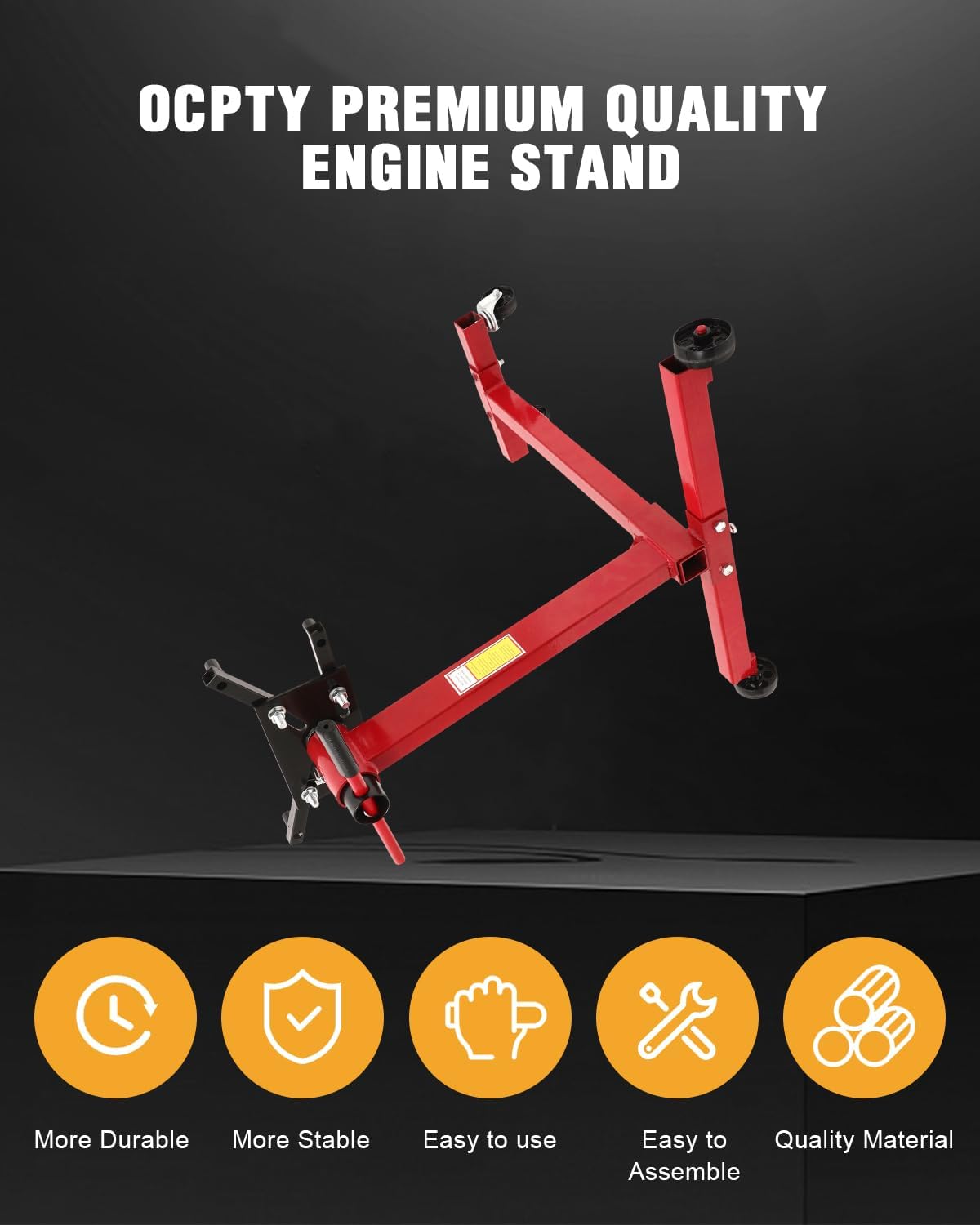 OCPTY 1,000 lbs Heavy-Duty Foldable Engine Motor Stand for Vehicle Maintenance and Auto Repair with 360 Degree Adjustable Head, Cast Iron Motor Hoist Dolly, 4-Caster, 4 Adjustable Arms