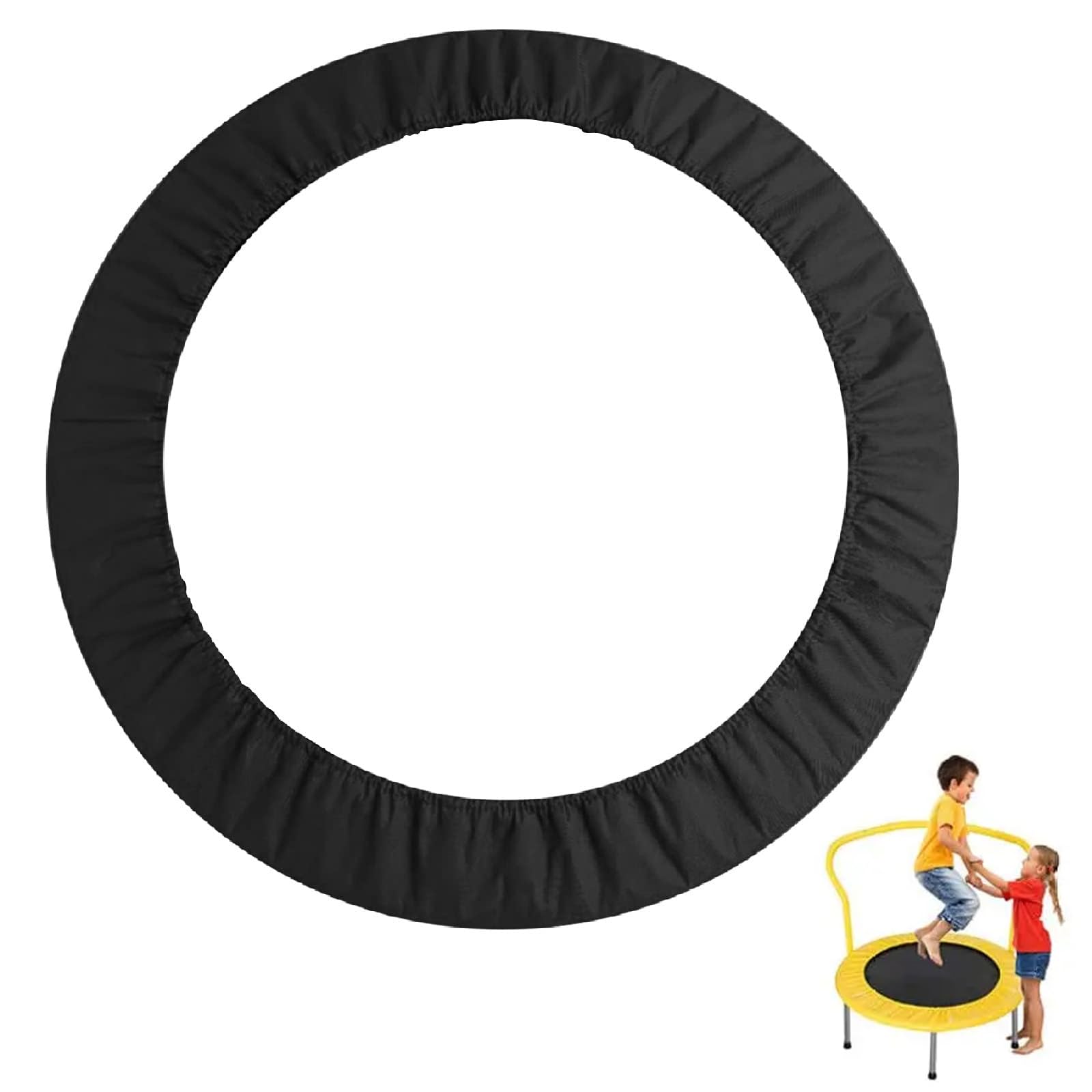 Hmtbet Trampoline Replacement Safety Pad, Safety Guard Spring Cover Edge Protection,Trampoline Cloth Cover Mini Fitness Trampoline Skirt for Children,Black,48in 1.22M 8holes