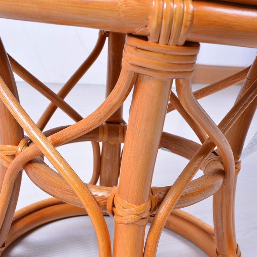 DASHADAO Footstools Stools Footstool Work Stool Step Stool Hollow Rattan Small Bench Solid Wood Bracket Wearing Shoes Solid Weaving Retro Rotate (Color:Honey,Size:Large)