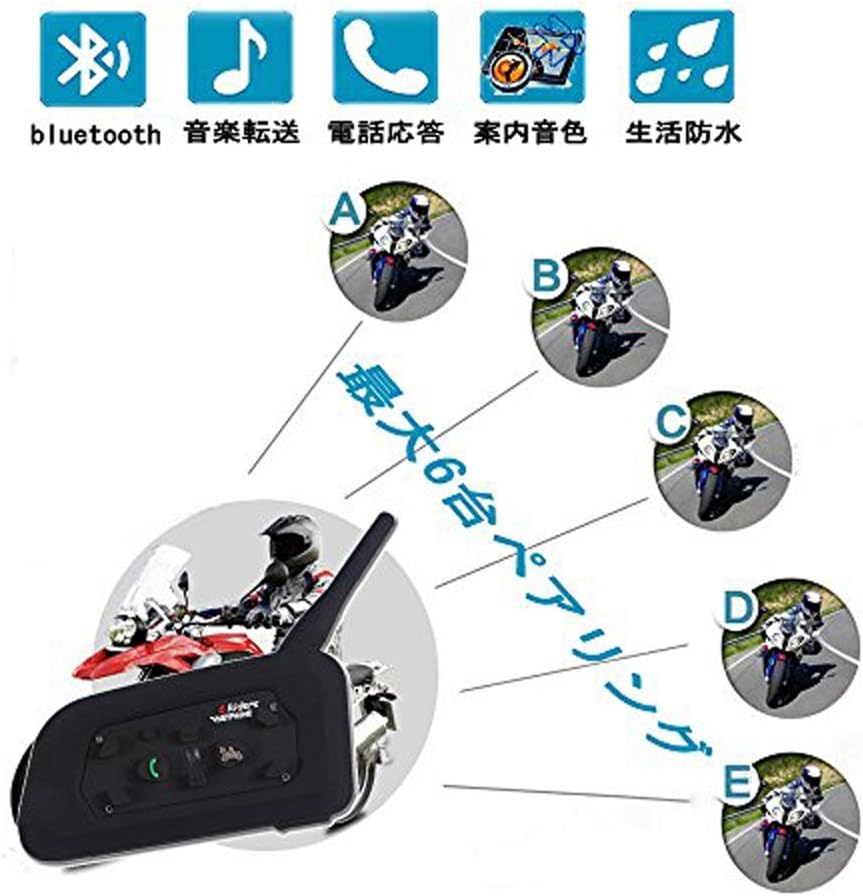 爆売りセール開催中 Mihono バイクインカム 6riders 2台セット V6pro昇級版 ツーリング 6人ペアリング 2人同時通話 Bluetooth インターコム 10m 12時間通話 Gps Dsp機能搭載 イヤホンマイク付き 音楽聞く Ip Fucoa Cl