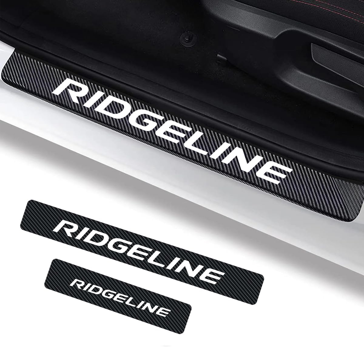 HAPIZWLU 4Pcs Car Door Sill Protector Reflective 4D Carbon