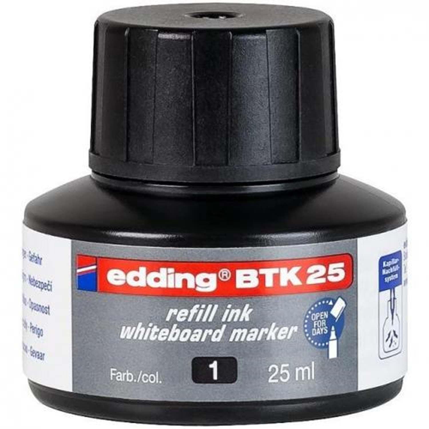 Tinta rotulador edding pizarra blanca btk-25 color negro frasco de 25 ml