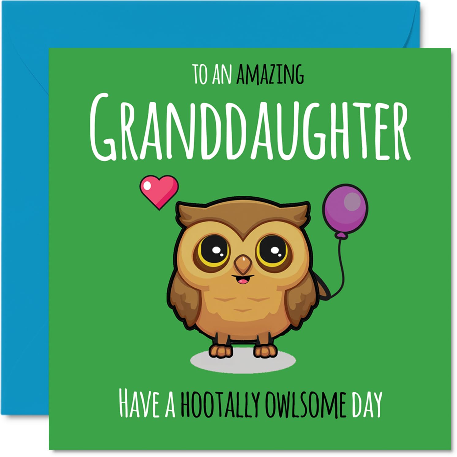 Granddaughter Birthday Card - Hootally Owlsome - Happy Birthday Card for Granddaughter from Grandad Grandma, 145mm cute owl Bday Greeting Cards