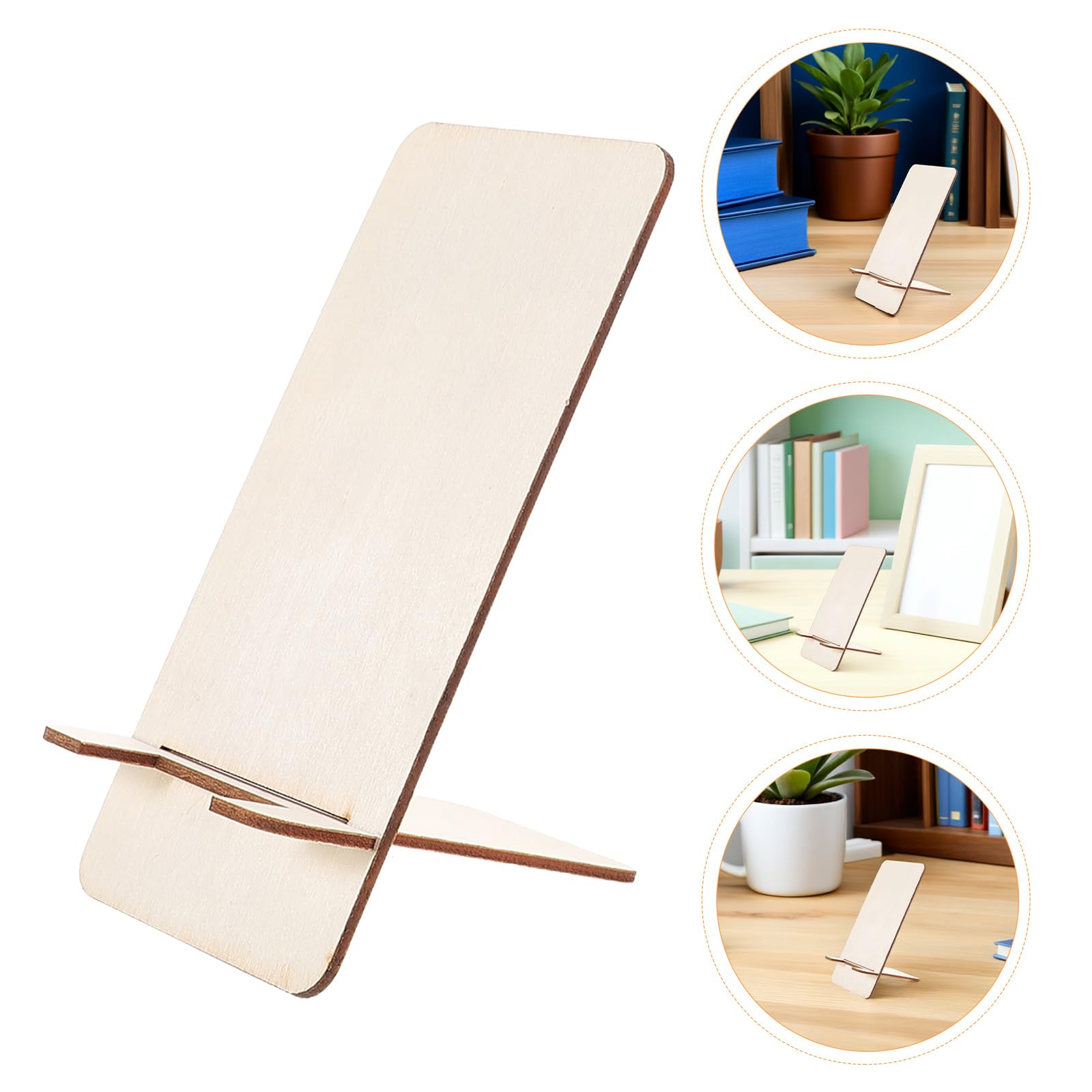 Zerodeko Supporto da Scrivania per Cellulare in Legno Massello, Porta Telefono Creativo da Tavolo per Uso Ufficio, Set da 25 Pezzi Portacellulare in Legno Naturale per Videochiamate