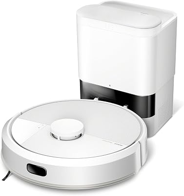 iRobot Roomba 105 Combo + Stazione Autosvuotamento, Robot Aspirapolvere Lavapavimenti, Navigazione ClearView LiDAR, Rileva Tappeti/Moquette, Pulizia Mirata, Controllo tramite App, Bianco