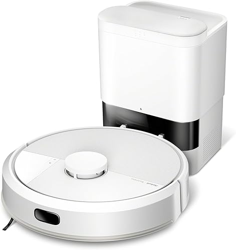 iRobot Roomba 105 Combo + Stazione Autosvuotamento, Robot Aspirapolvere Lavapavimenti, Navigazione ClearView LiDAR, Rileva Tappeti/Moquette, Pulizia Mirata, Controllo tramite App, Bianco