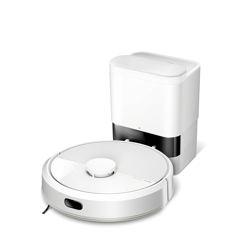 iRobot Roomba 105 Combo + Stazione Autosvuotamento, Robot Aspirapolvere Lavapavimenti, Navigazione ClearView LiDAR, Rileva Tappeti/Moquette, Pulizia Mirata, Controllo tramite App, Bianco
