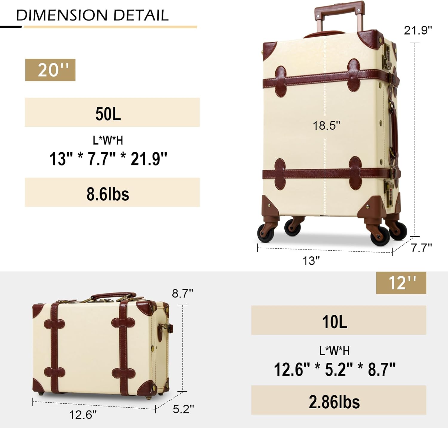 Apelila 2 Piece Luggage Set with Nesting Design, Expandable Vintage Suitcase with Silent Spinner Wheels, Zipperless TSA Lock & Faux Leather, Lightweight Carry On Set for Men and Women